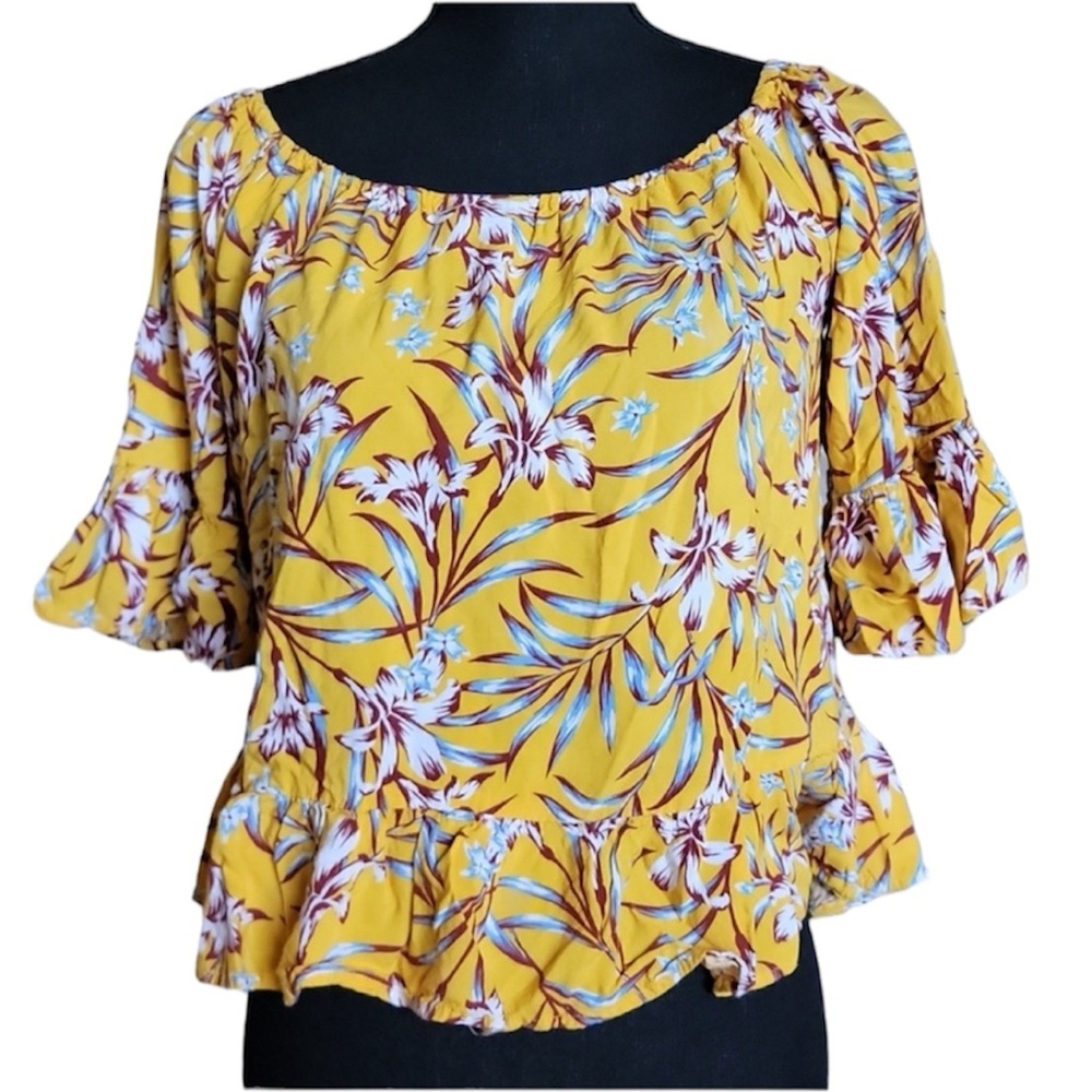 CG California Grown Floral Off-Shoulder Bardot Vacation Top Women’s Size Medium